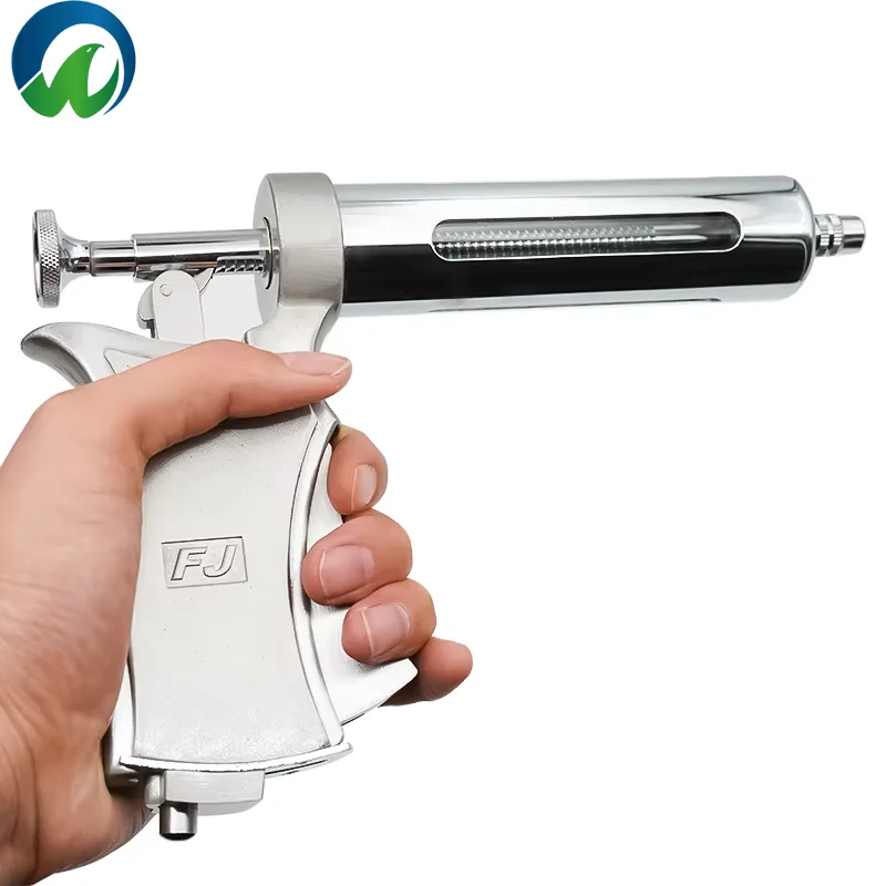 50ml Stainless Steel Semi-Automatic Veterinary Vaccine Poultry Injection Syringe Continuous Injection Gun Reusable Animal