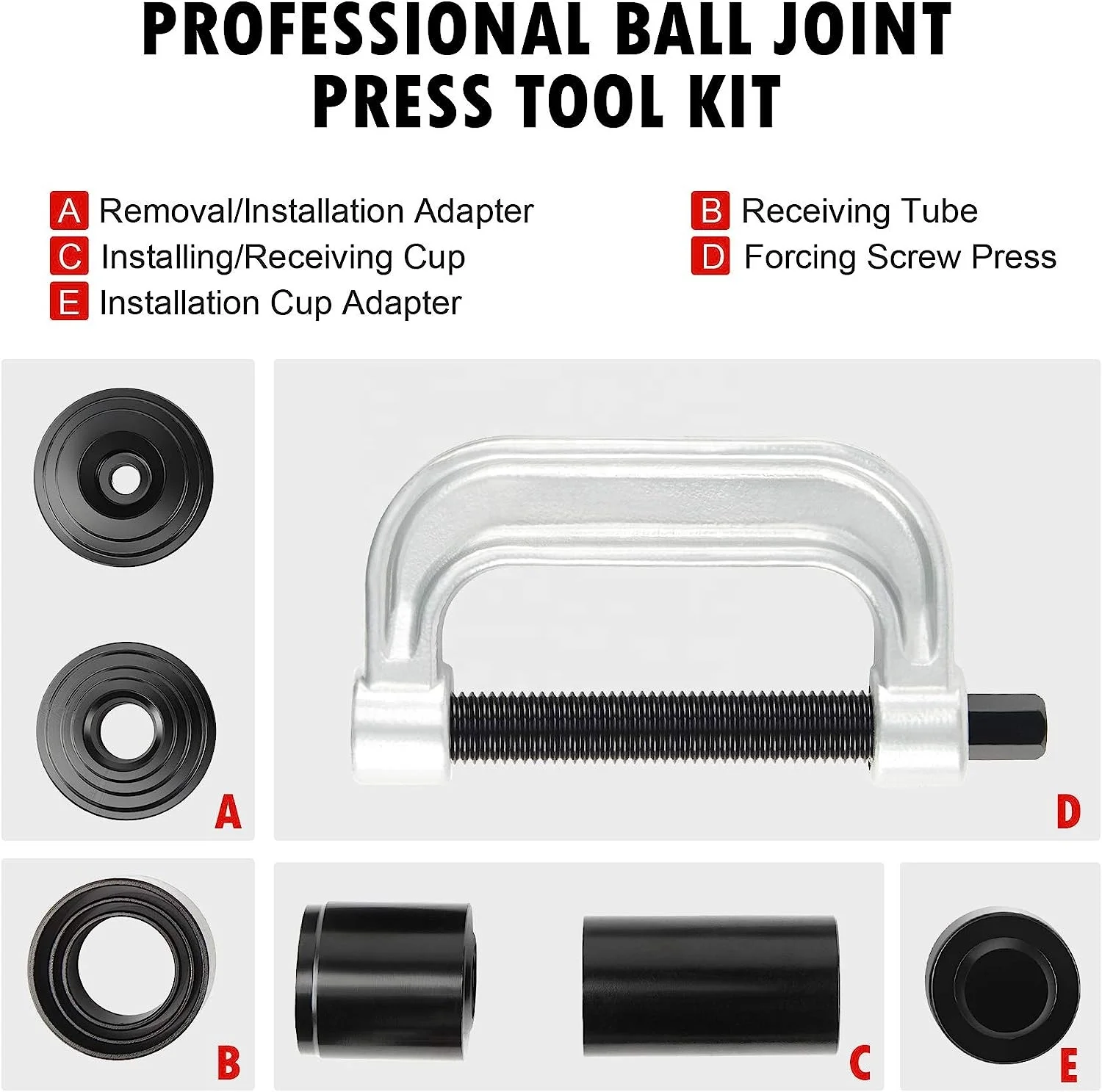 Heavy Duty 4-in-1 Ball Joint & U-Joint Press Tool Kit With Adapters For 4x4 And 2WD Vehicles
