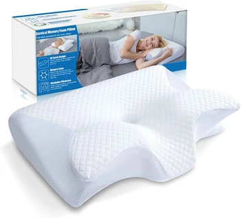 Memory Foam Contour Pillow Neck Shoulder Pain Ergonomic Orthopedic Pillow for Side Back Stomach Sleeper Contoured Support Pillow