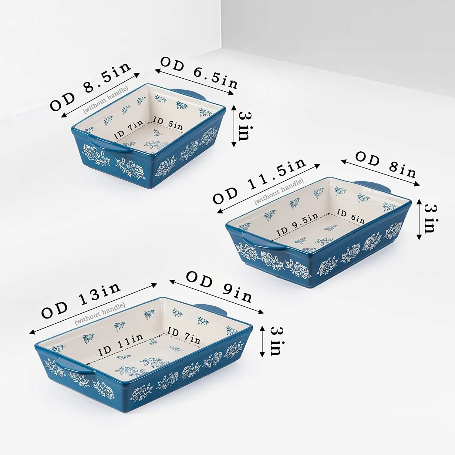 Baking Dish Ceramic Lasagna Pan Casserole Dish 3 Pieces Bakeware Sets Baking Dishes Baking Set details