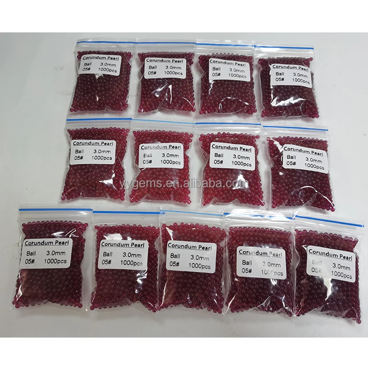 High Quality Ruby Corundum Stone Ball Price Per Piece Synthetic Ruby Corundum Round Beads