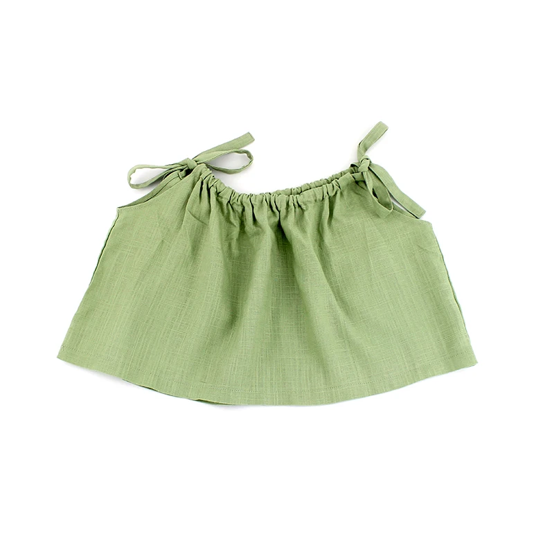 
 Оптовая продажа, летние детские футболки для девочек, масляно-зеленые модные футболки на лямках для маленьких девочек  