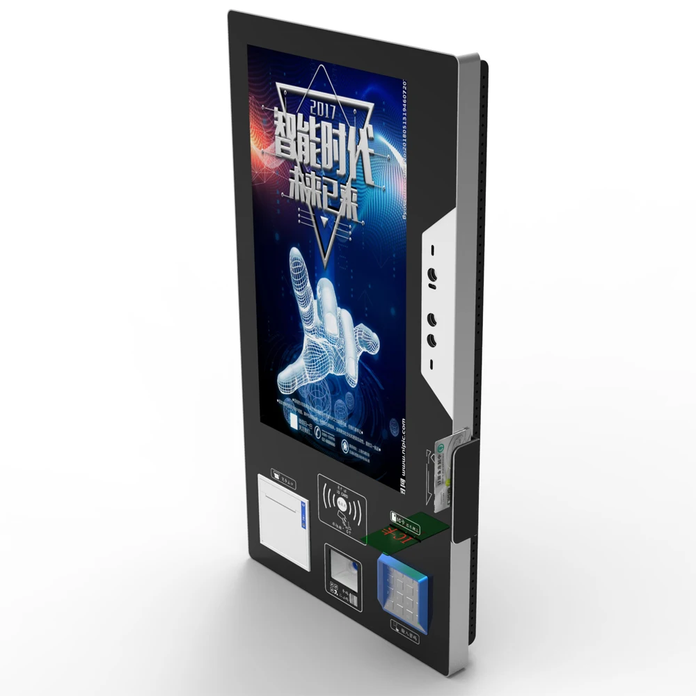 Touch Screen Kiosk Totem with Ticket Printer Barcode Credit Card Reader Functional SDK for Custom Software Development