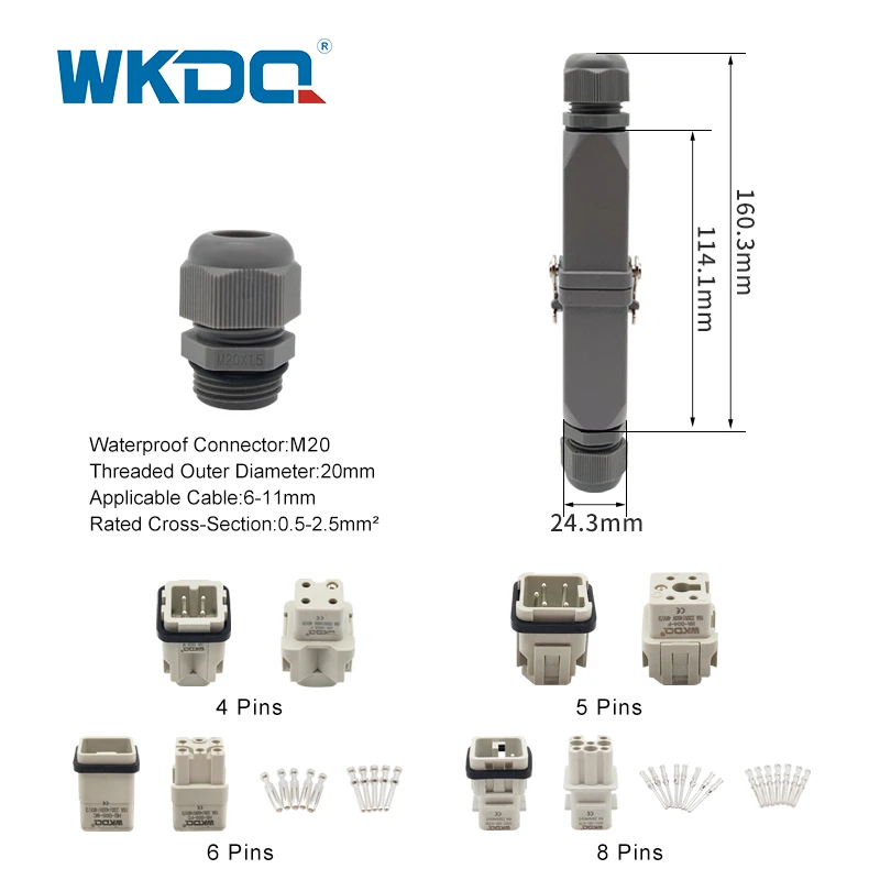 Docking Automotive HA series Heavy Duty Connector 4/5/6/8pins multiple function type docking