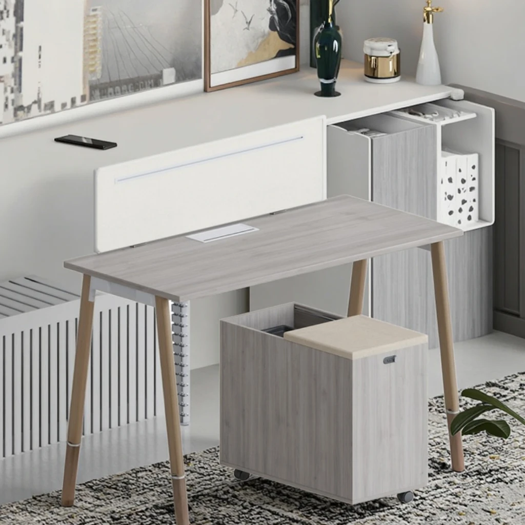 Modern Mobile Support Cabinet Workstation with Storage Shelf and Movable Office Desk Organizer 3