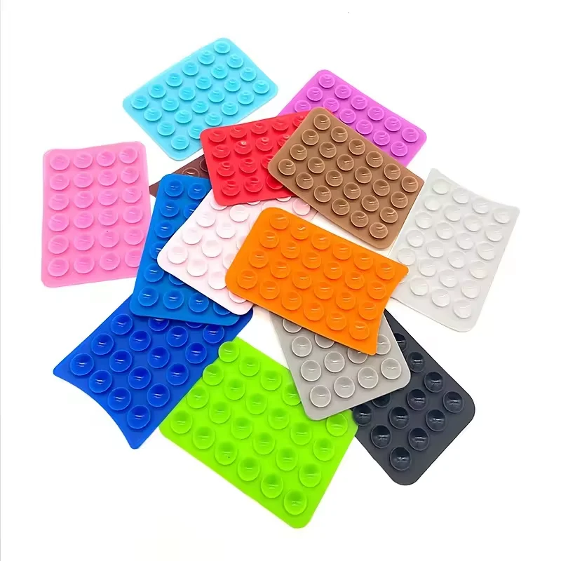 New Thicker Version Mobile Phone Silicone Suction Phone Case Adhesive Mount Wall Stand Mat Square Single-Sided Case Anti-Slip