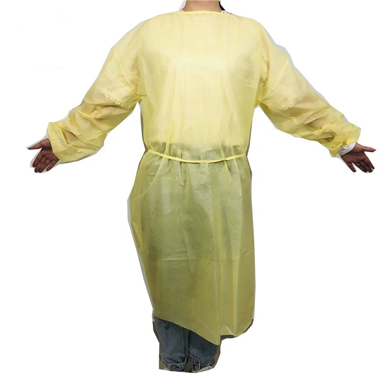 Hot Sale Yellow PP Non-Woven Fabric Disposable Knitted Cuff Isolation Suit details