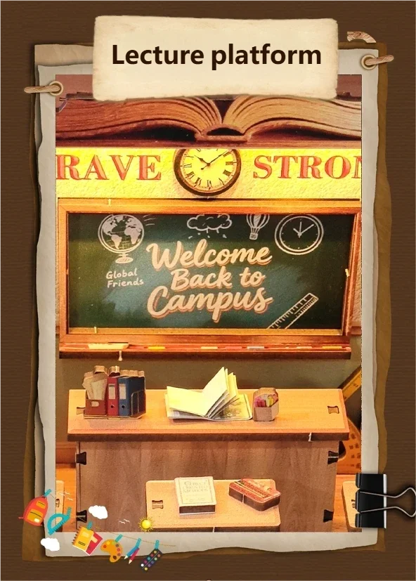 product diy wooden dollhouse miniature kit   student book nook  kids doll house with wooden architecture for creative building-6