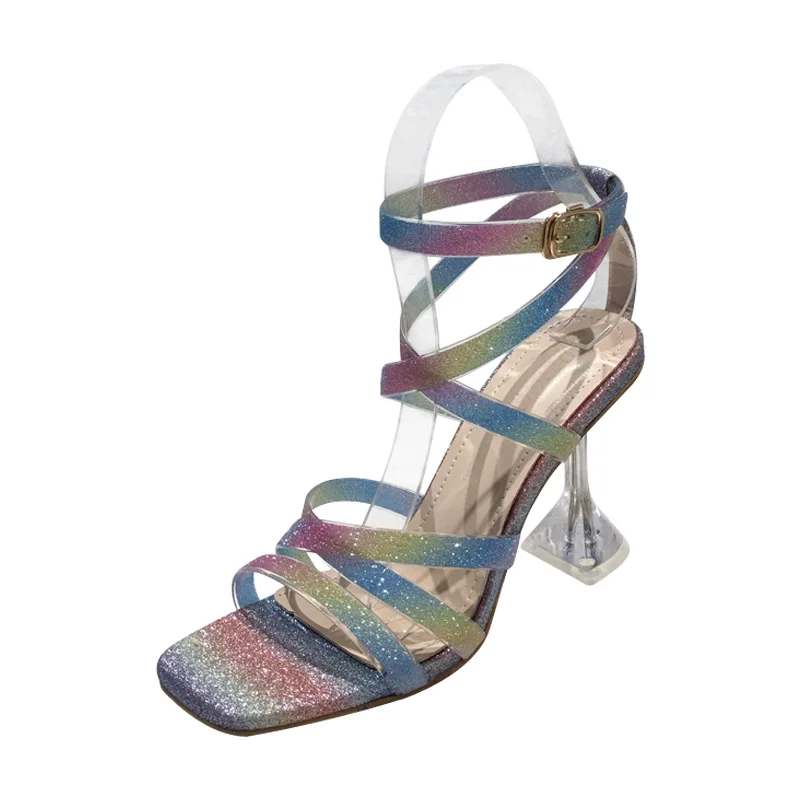 Heels Women Sexy Color Matching Glitter 