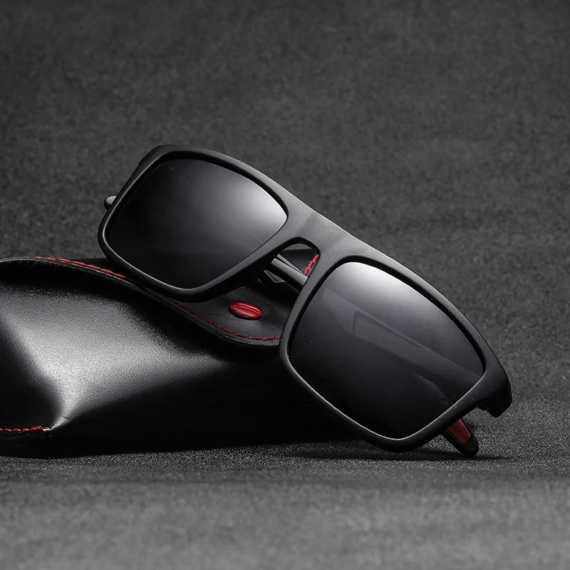 TR Frame Polarized Sunglasses, Oversized Square Retro Shades UV400 Metal Square Frame Sunglasses Big Tr90 Double Bridge  main image 4
