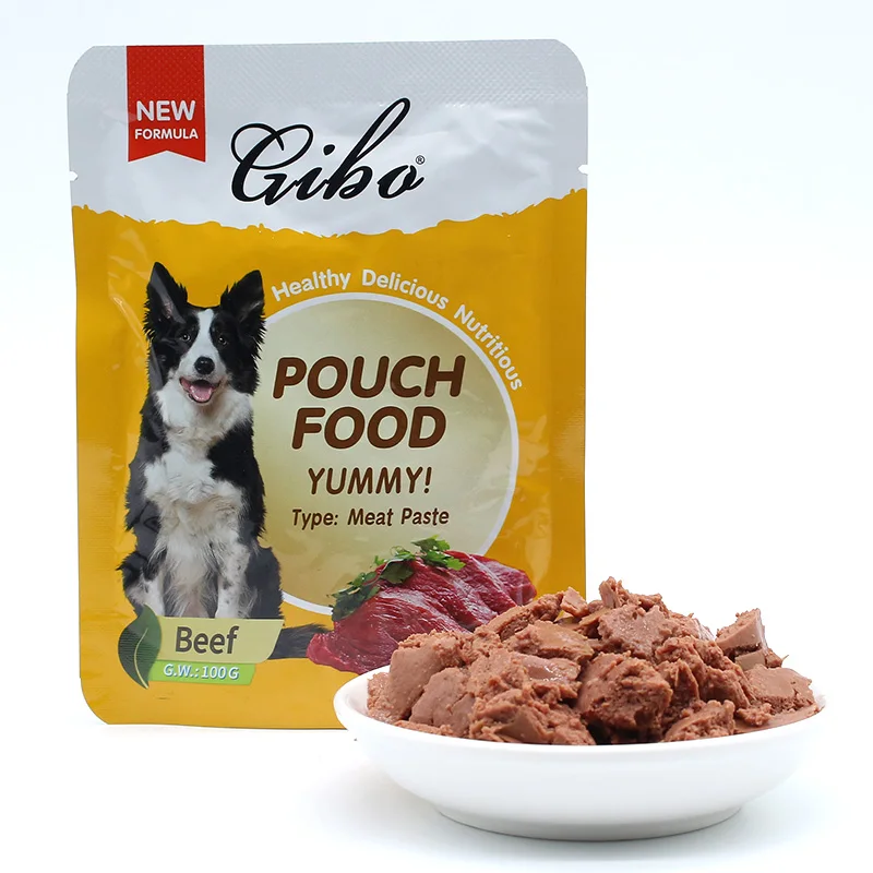 Factory Directly Sell Wet Dog Pouch Food Beef Flavor Meat Paste Liver