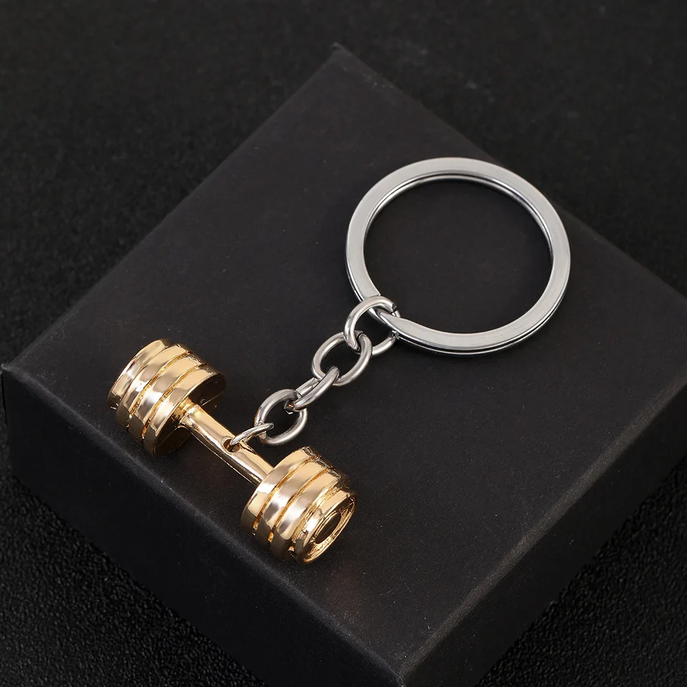Aksesoris Fashion Gantungan Kunci Dumbbell Pria Tangguh Logam Mini Dumbbell Discus Barbell Gantungan Kunci Kebugaran Tali Gym Gantungan Kunci Menarik