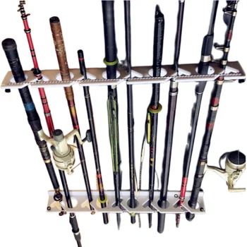 Yousya ABS Wall-Mounted Storage Rack 10 Rod Capacity Sturdy Durable Fishing Rod Holder for Garage Wall