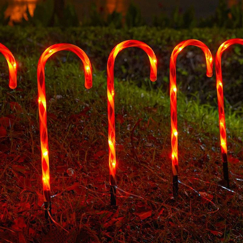 Solar Power Light Christmas Candy Cane String Lights Led Garden Ground ...