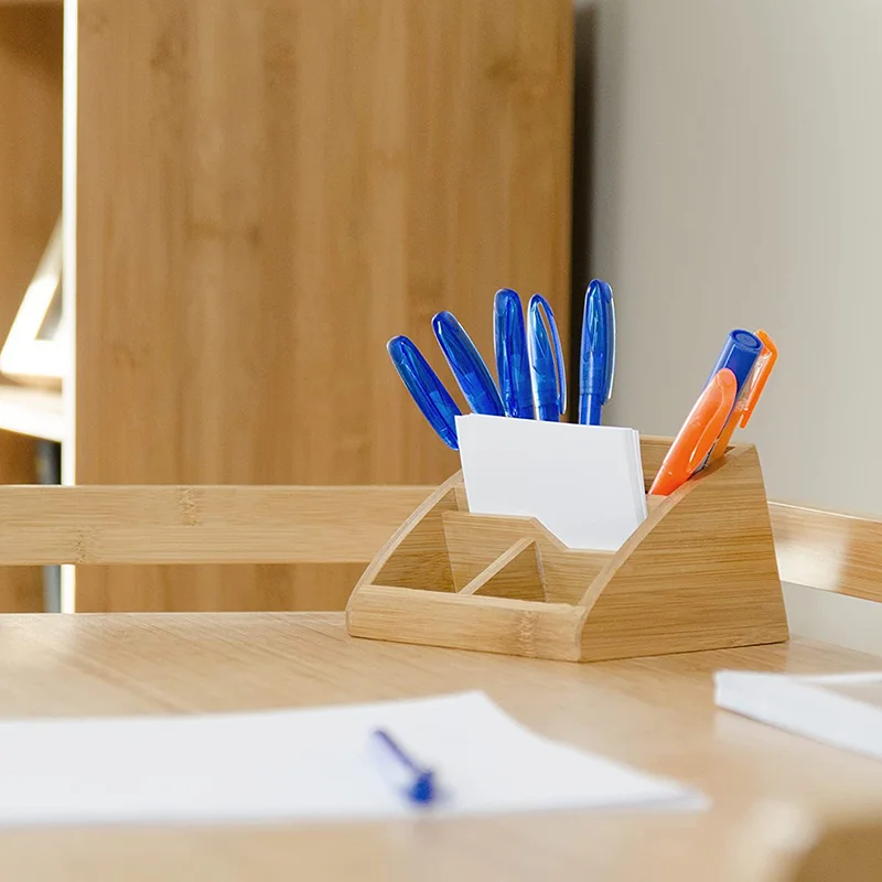 Bicheng персонализированный мини-органайзер на заказ канцелярские зажимы для канцелярских карточек ручки заметок бамбуковые держатели офисов