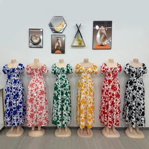 Wholesale Summer New Fashionable Casual Printed Girls' Short Sleeved Princess Jumpsuit Long Skirt