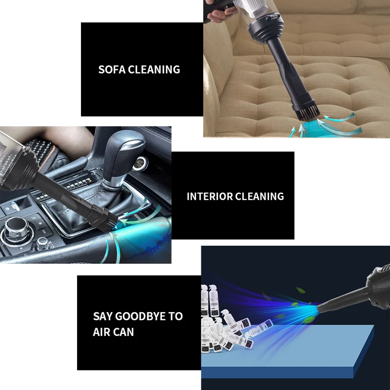 2 in 1 Compressed Air Duster 120W Motor Power 120000 RP Energy Saving Reusable With Mini Air Pump Function Electric Air Duster