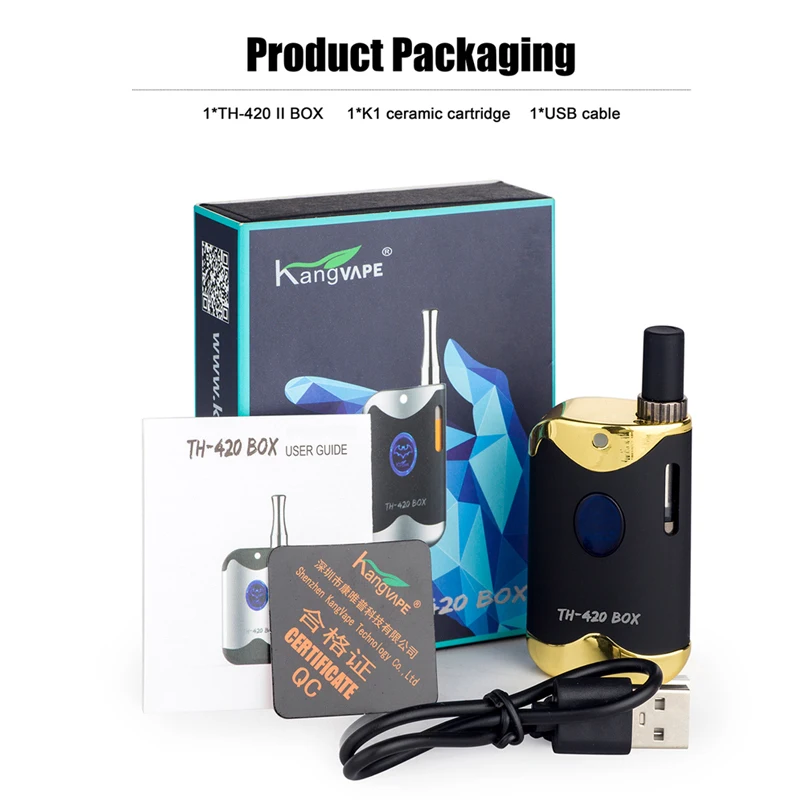 
 Стартовый комплект Kangvape TH420 II, 650 мАч, вейп-ручка с картриджем CBD, испаритель, cbd батарея, cbd вейп  