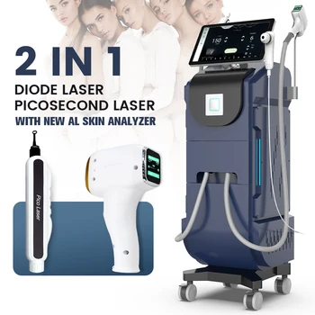 OME 2 in 1 Nd Yag  Pico Laser Tattoo Removal Machine Professional Permanent 755 1064 808nm Ice Diode Laser Hair Removal Machine