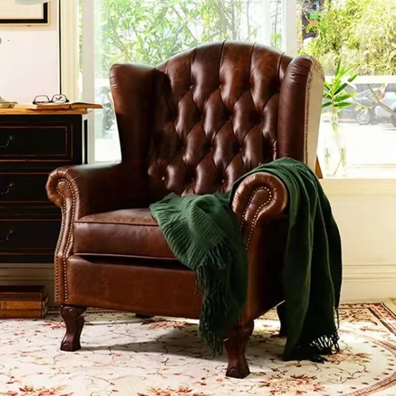 Vintage Tufted Leather Club Chair For Living Room - Odm | Wholesale