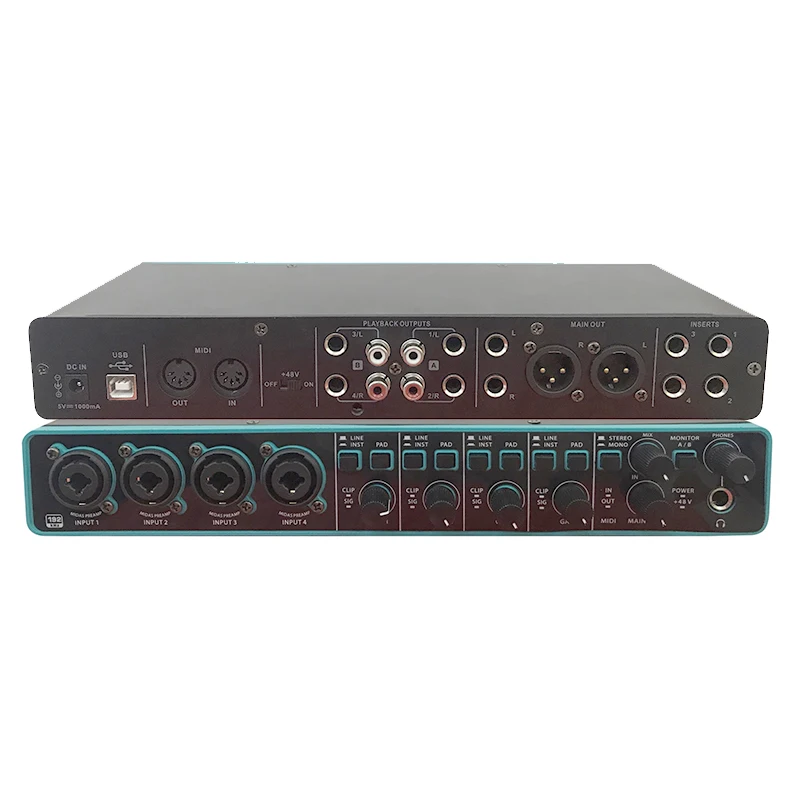 Factory Usb Pc Computer Sound Cards 4 Input Audio Interface Music Live Studio Recording Equipment Professional