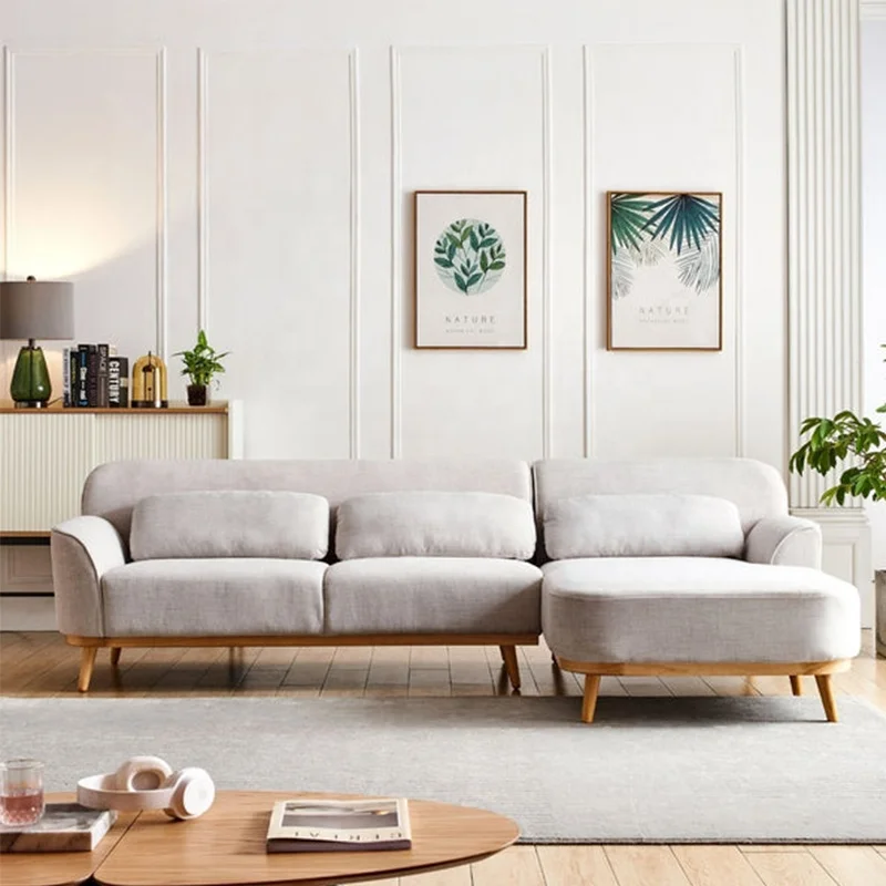Sofa Bahagian Kain Warna Bej l Form L Bentuk Jenis Sofa Moden Set Sofa Bilik Tinggal Perabot