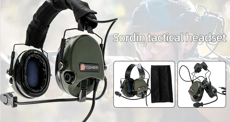 TS TAC-SKY Tactical Headset Helmet ARC Rail Silicone Electronic ...