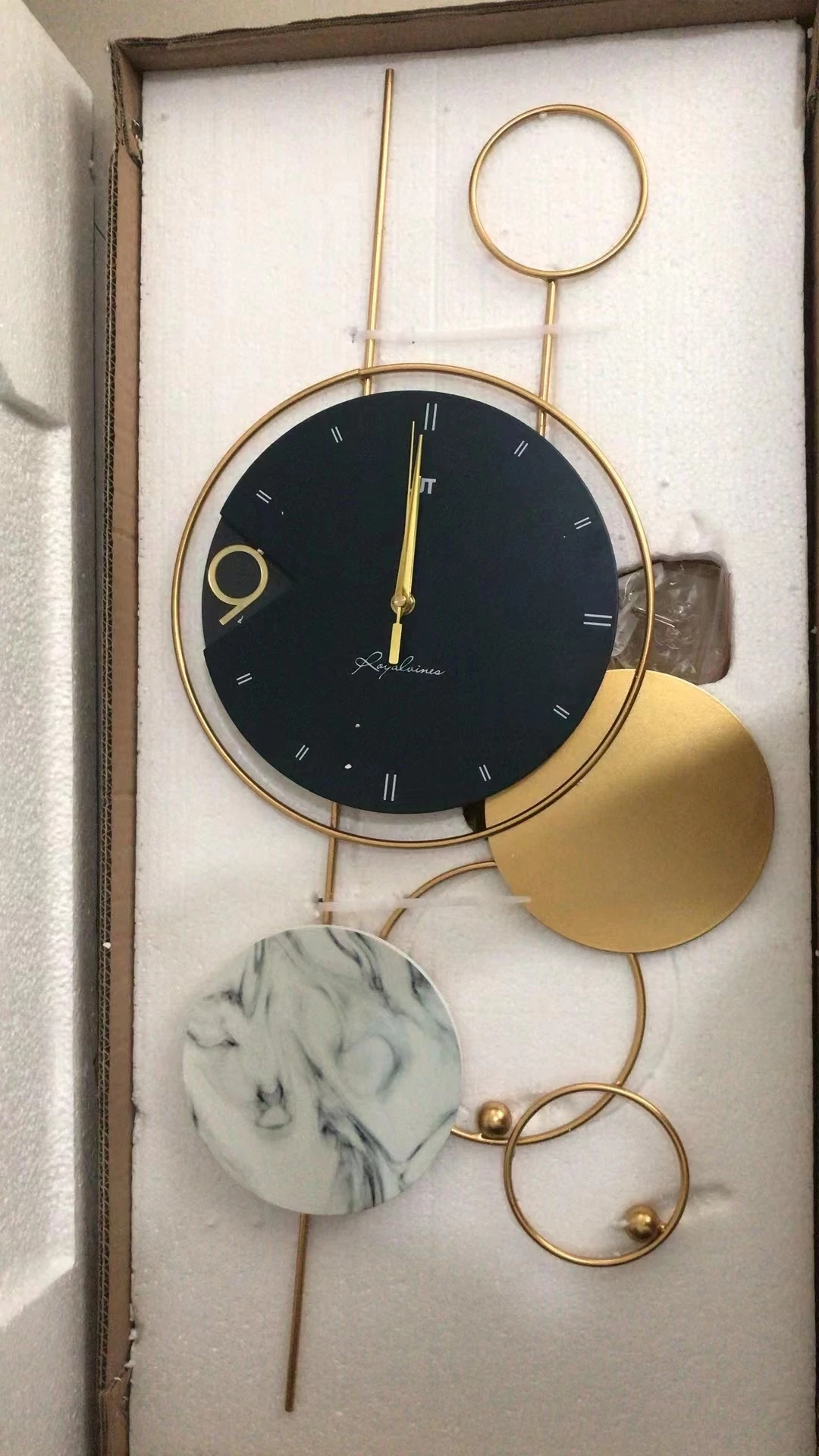 Wholesale Creative Nordic Iron Marble Cheap Wall Clock For Home