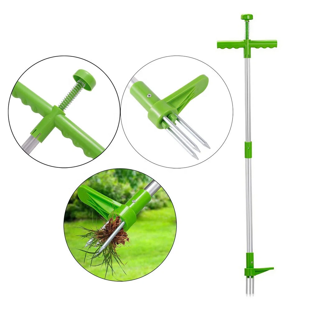 Root Remover Tool Outdoor Portable Manual Garden Lawn Long Handled Aluminum Stand up Weed Puller
