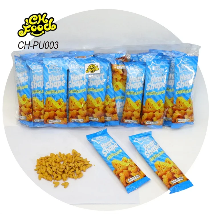 Wholesale Savory and Crispy Spicy BBQ and Cheese Flavor Heart Shape Puffed Food Halal for Kids