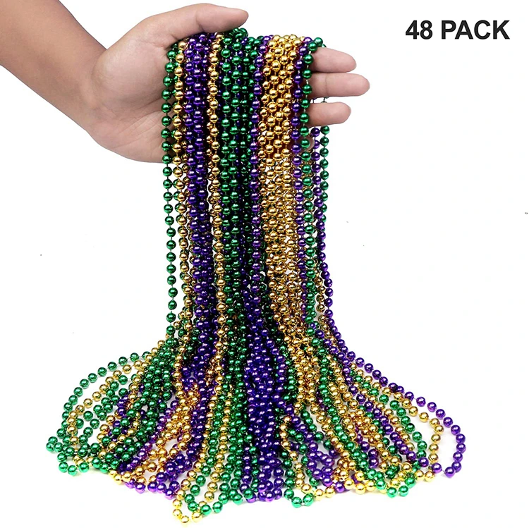 Bulk 48 Pc. Lettered Mardi Gras Bead Necklaces