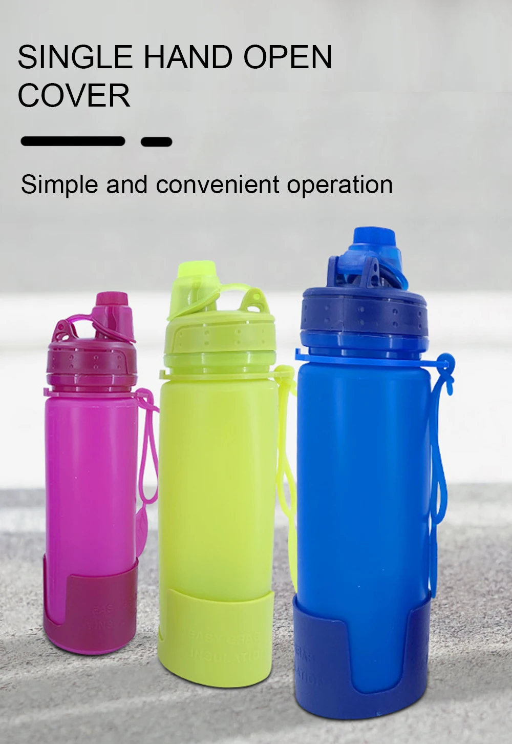 Factory Ecofriendly Foldable Collapsible Water Bottles Portable