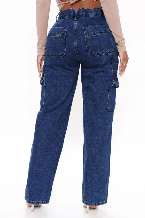 Custom Vintage High Waist Y2k Denim Pants Pockets Denim Jeans Femmes Cargo Women's Pants Women Jeans