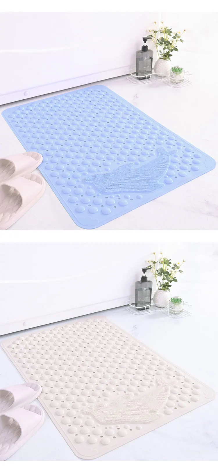 Custom Shape Thickened Absorbent Anti-slip Safety Bathtub Shower Mat Non Slip Bathmat Strong Suction Bath Mats details