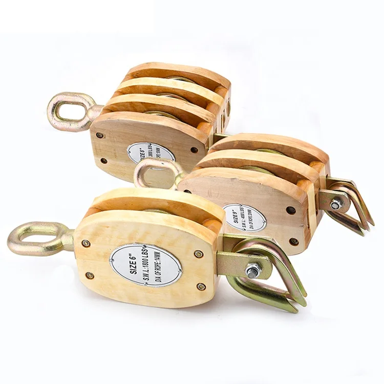 Wooden Block Single Sheave with Becket