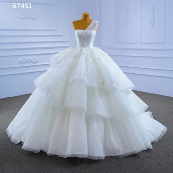 Rsm67451 Low Key Wedding Dresses 2022 Simple One Shoulder Beaded Lace Bridal Wedding Dresses