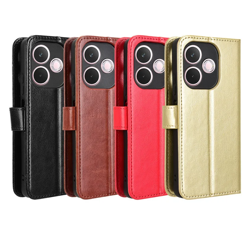 Luxury Crazy Horse Leather Case for Infinix Hot 50i 50 4G 5G Smart