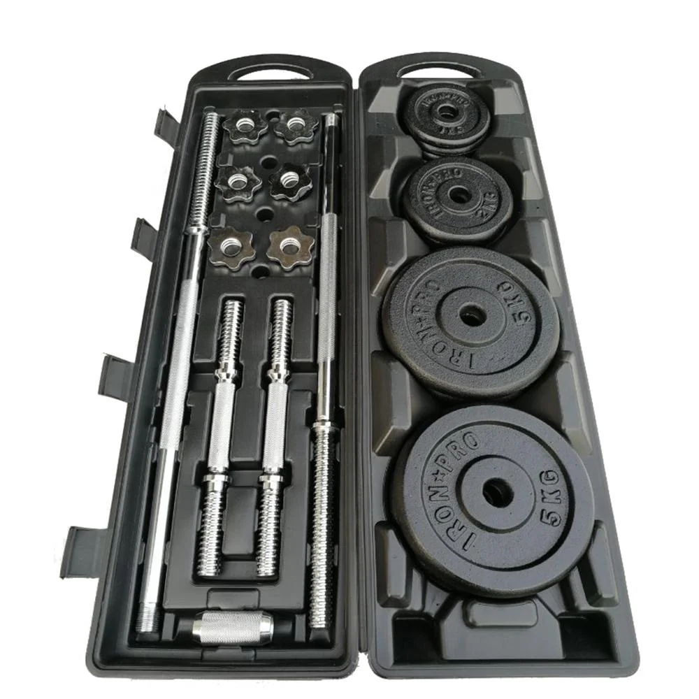 Factory Direct Sale 50kg Black Cast Iron Adjustable Barbell Dumbbell Set