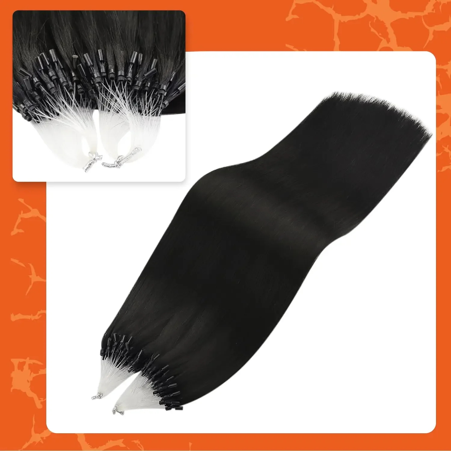 LaaVoo Remy Micro Link Hair Extensions Human Hair Brazilian Natural Straight Prebonded Micro Loop_voghion.com
