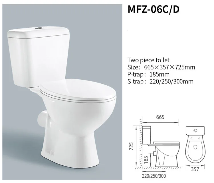 AIDI  High Quality Two Piece Toilet Cheap Hot sale Sanitary Ware Bathroom WC Washdown Flush Twyford supplier