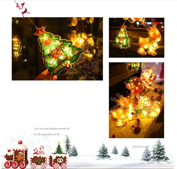 2022 Creative 3d Led Christmas Decoration Sucker Lamp Christmas