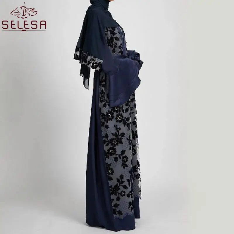 modern islamic dresses Modern ndigo Blue Muslim Fashion Evening Dress 21910IM