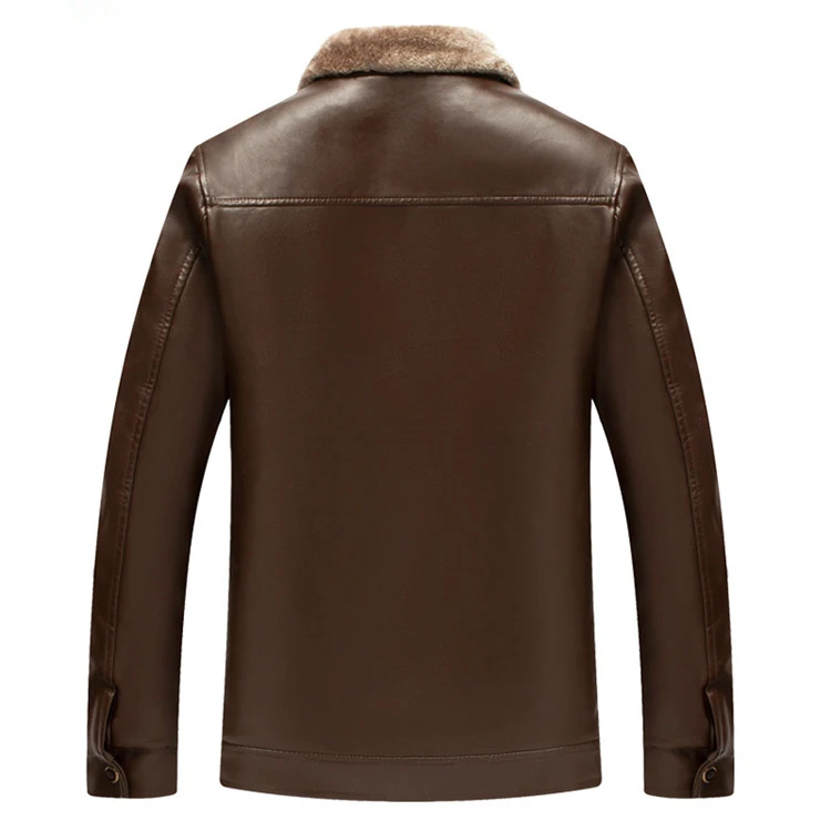 Fur thickened pu leather windproof jacket winter coats for men_voghion.com