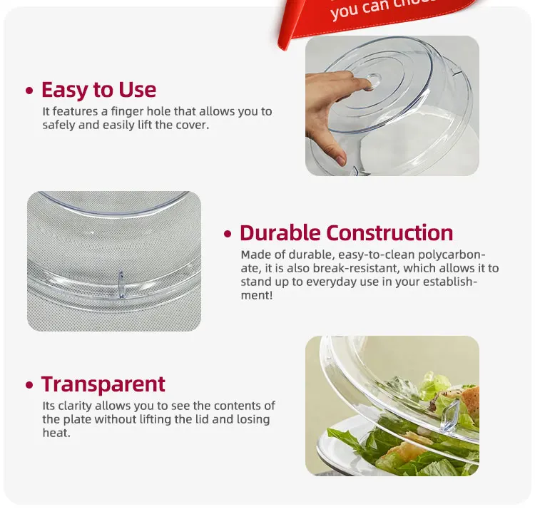 Restaurant supplies transparent dinner service plate cover plastic food cover details