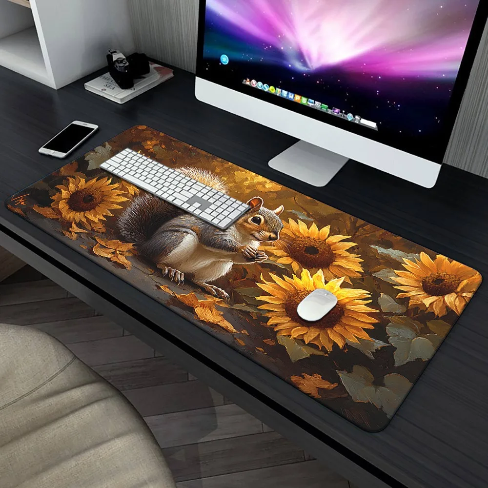 Squirrel in Sunflowers Beautiful Stylish PC Gaming Mouse Pads Gamer Mats Teclado Ergonom aperçu 3