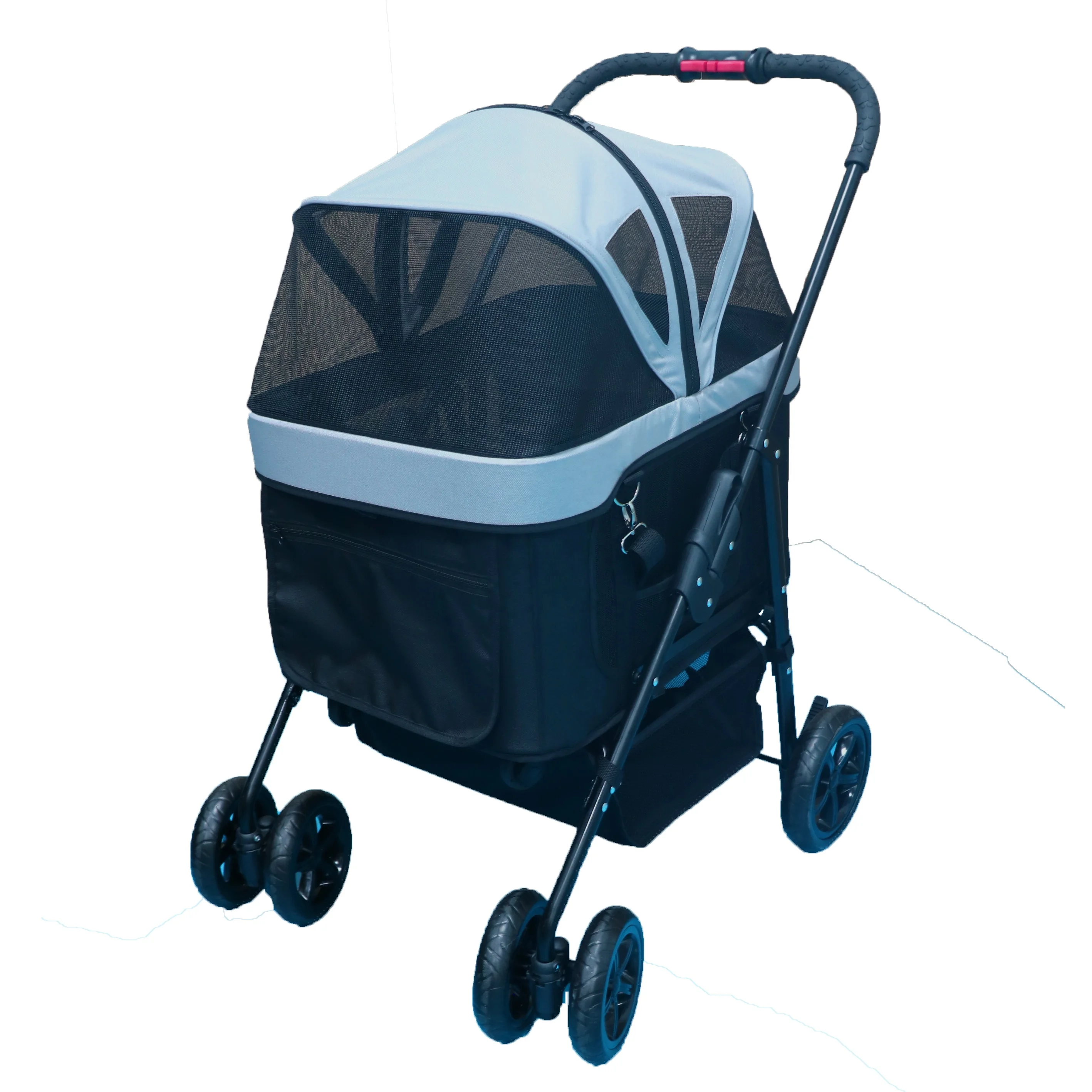 3in1 Cat Dog Stroller Foldable Four Wheels Pet Stroller With