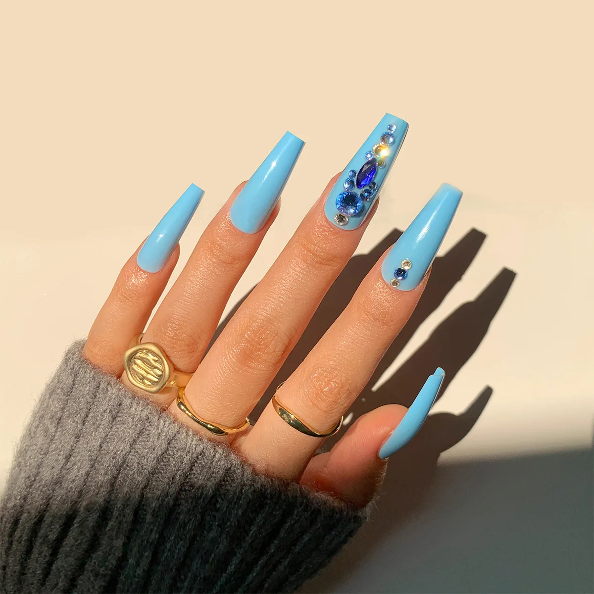 24pcs/set Custom Dark Blue Diamond Full Cover Artificial Fingernails  Ballerina Press On Nails Artificial Manicure - Buy Wholesale Press On Nails,Long  Coffin False Nail,Fake Nails Online Shopping Product on Alibaba.com