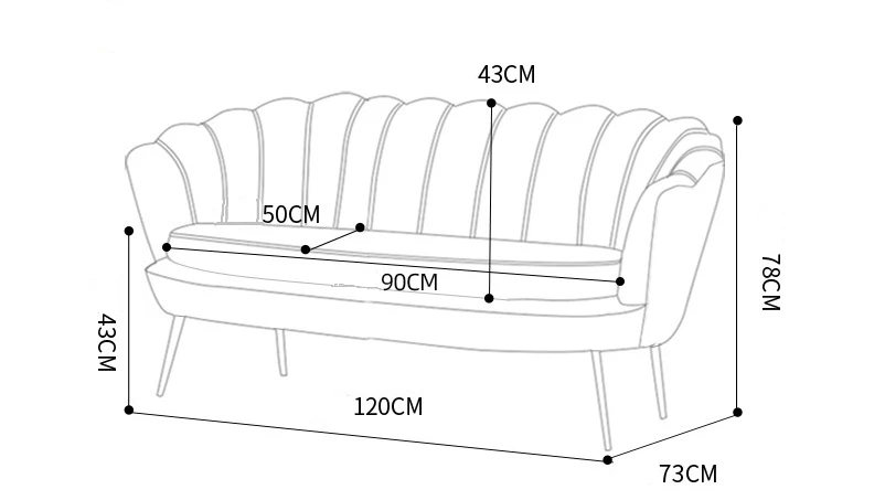 Best-Selling Two-Seater Luxury Living Room Furniture Novel Velvet Metal Leg Sofa Set Lazy Sectional Couch details
