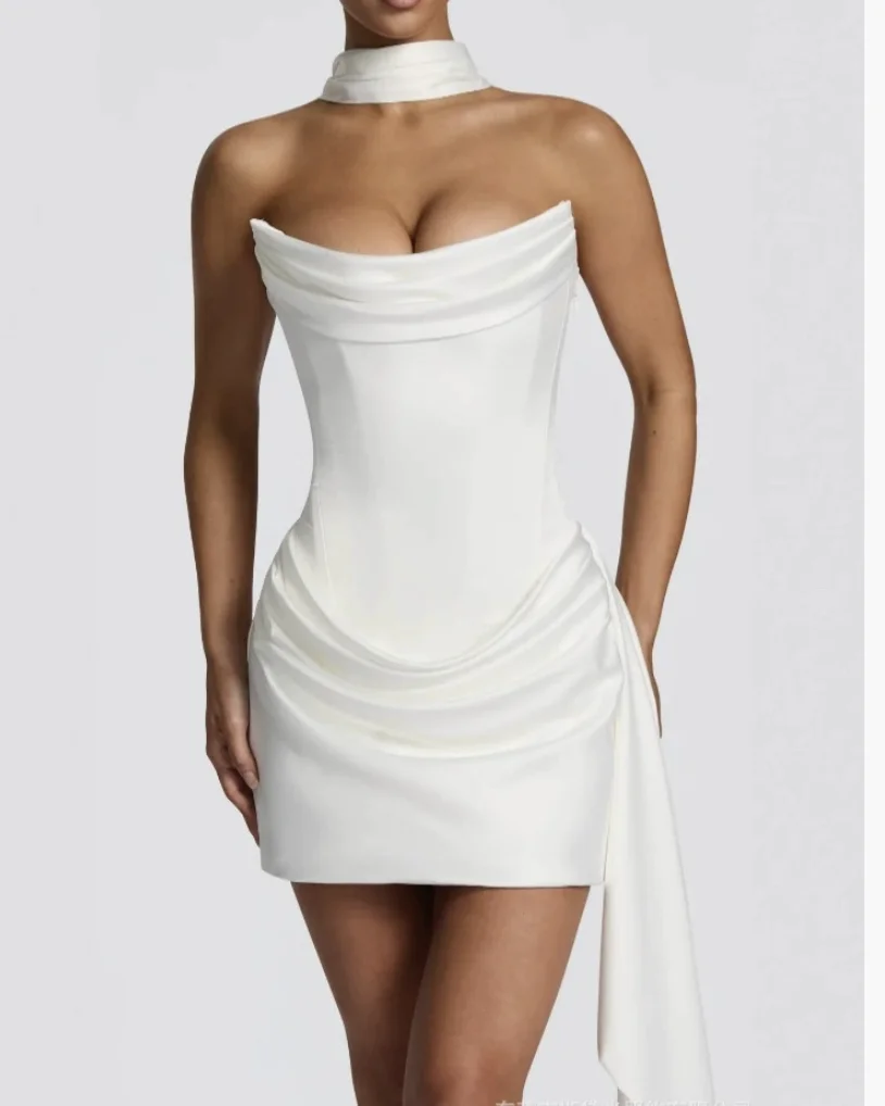 satin tube top dress Elegant Tube Top Sleeveless Fitted Satin Stripe Long Formal Dress with   WhenGirl