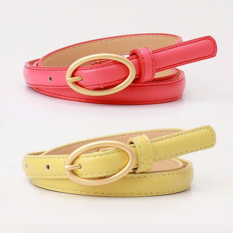 Новый женский ремень из искусственной кожи с небольшой свежей овальной пряжкой тонкий пояс для платья модные товары от производителей